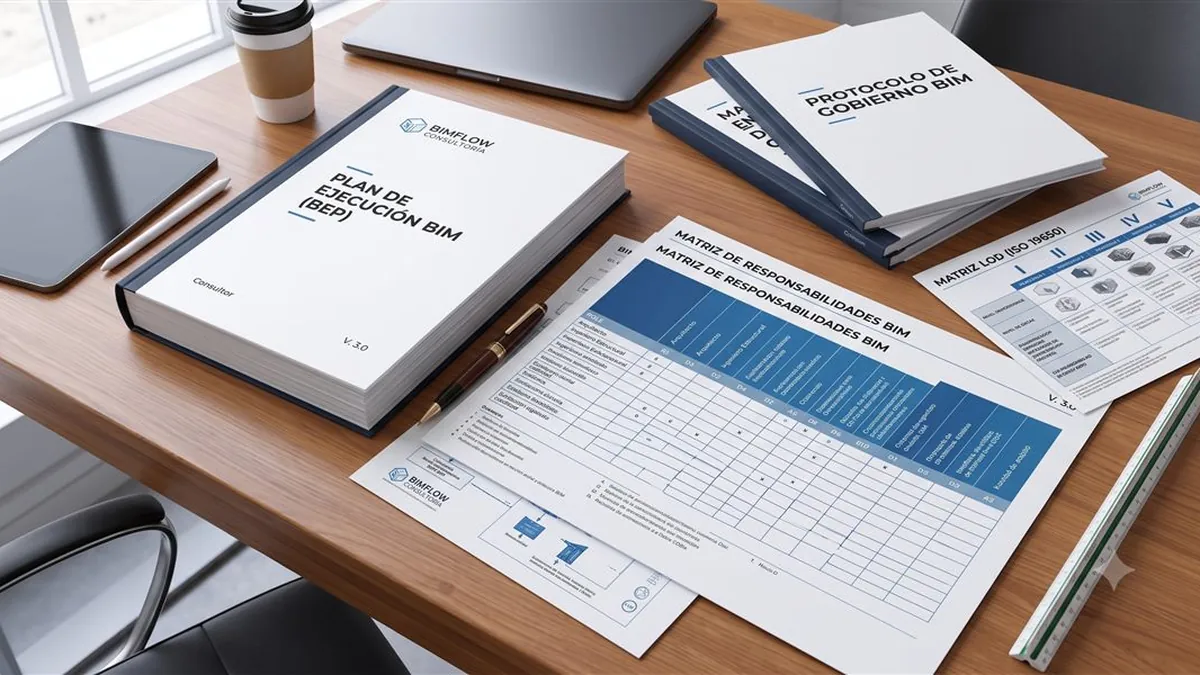 Plan de ejecución BIM, protocolos y matriz de responsabilidades.